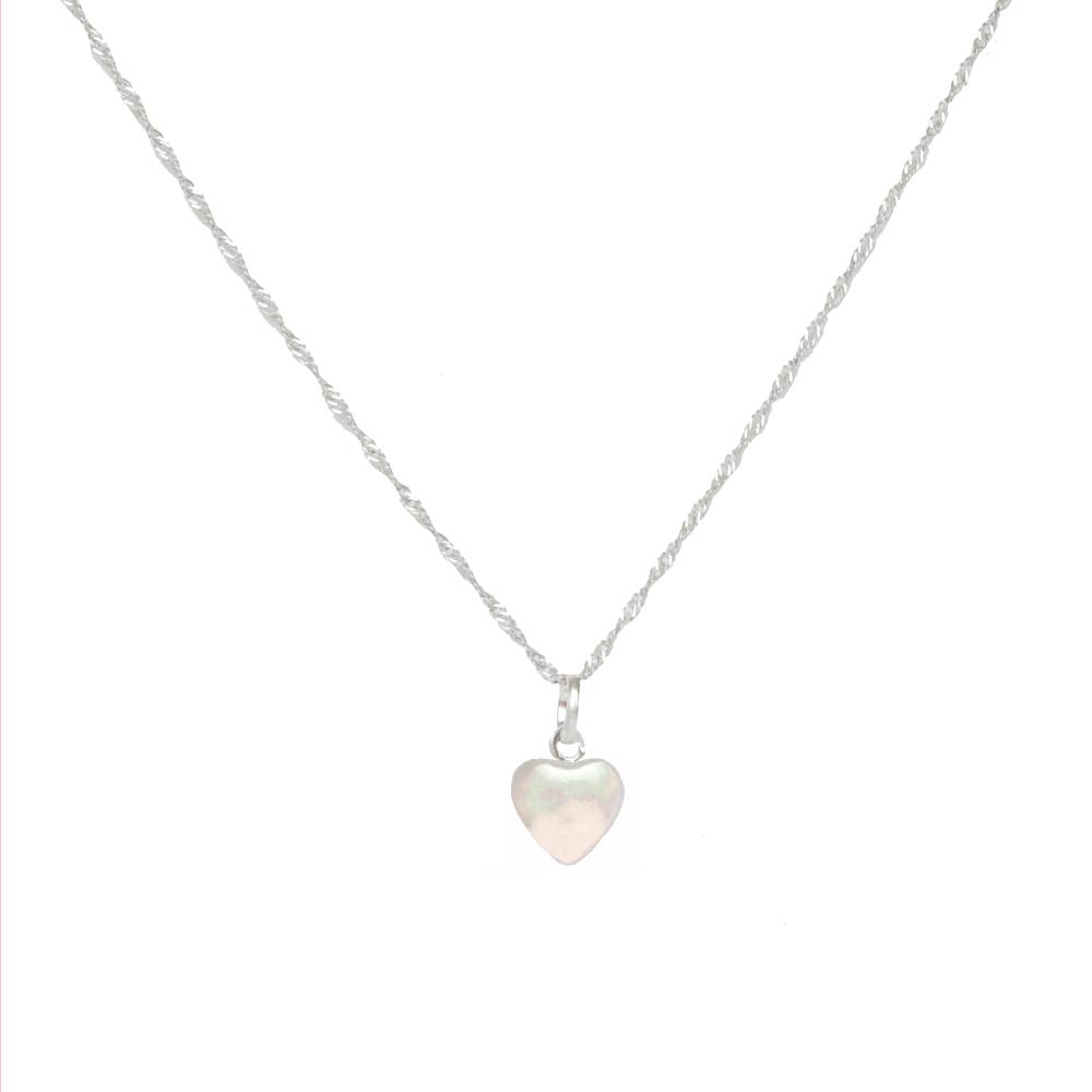 COLLAR CORAZON BOMBEADO PLATA MUJER - 1