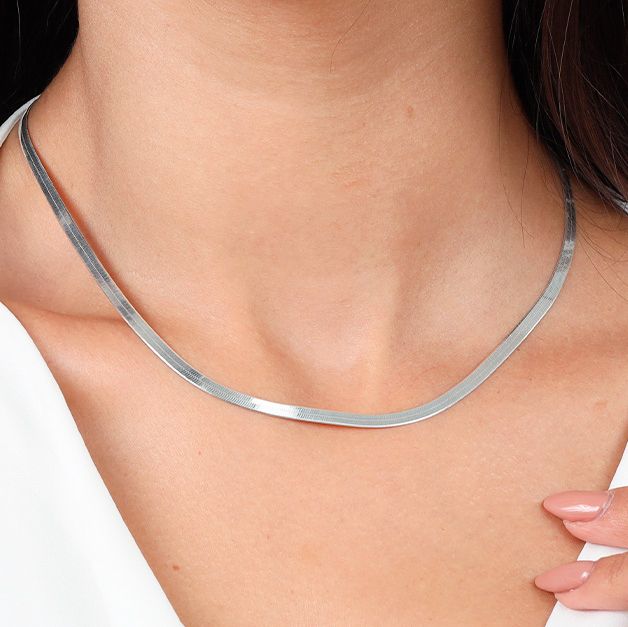 CADENA CLEO JOYAS & ACCESORIOS SNAKE PLANA PLATA MUJER - 2