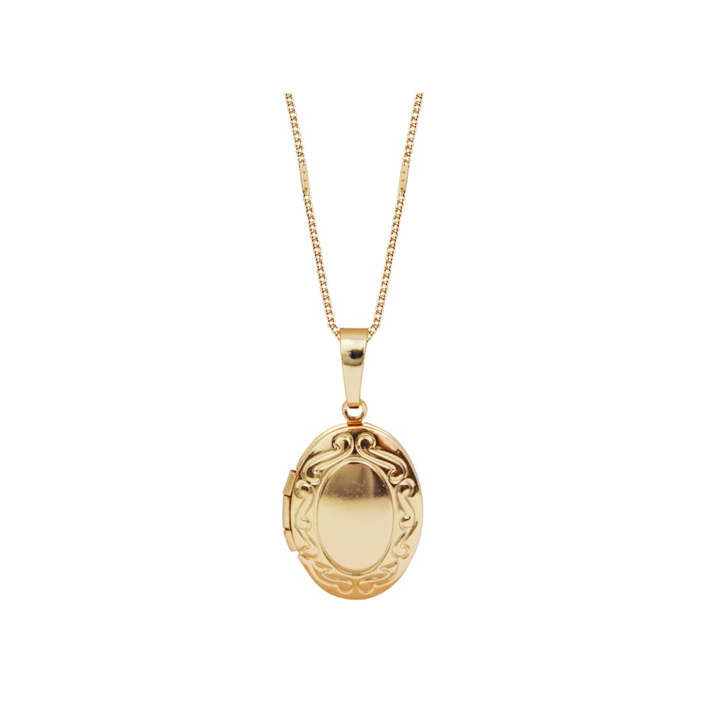 COLLAR CLEO JOYAS & ACCESORIOS RELICARIO OVALADO LABRADO ENCHAPADO ORO 18K - 1