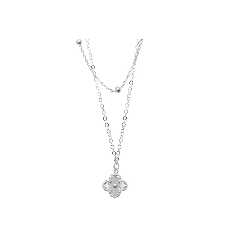 COLLAR CLEO JOYAS & ACCESORIOS TREBOL DOS CAIDAS PLATA - 1