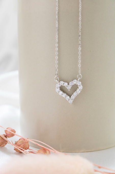 COLLAR CLEO JOYAS & ACCESORIOS CORAZON GRANDE BLAIR PLATEADO PLATA - 1