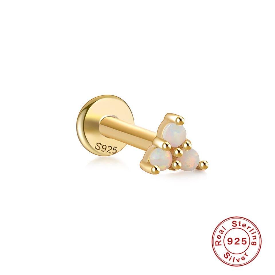 PIERCING CLEO JOYAS & ACCESORIOS CRISTAL OPALO 925 DORADO PLATA - 1