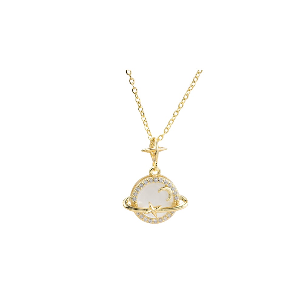 COLLAR SATURNO DORADO ACERO - 1