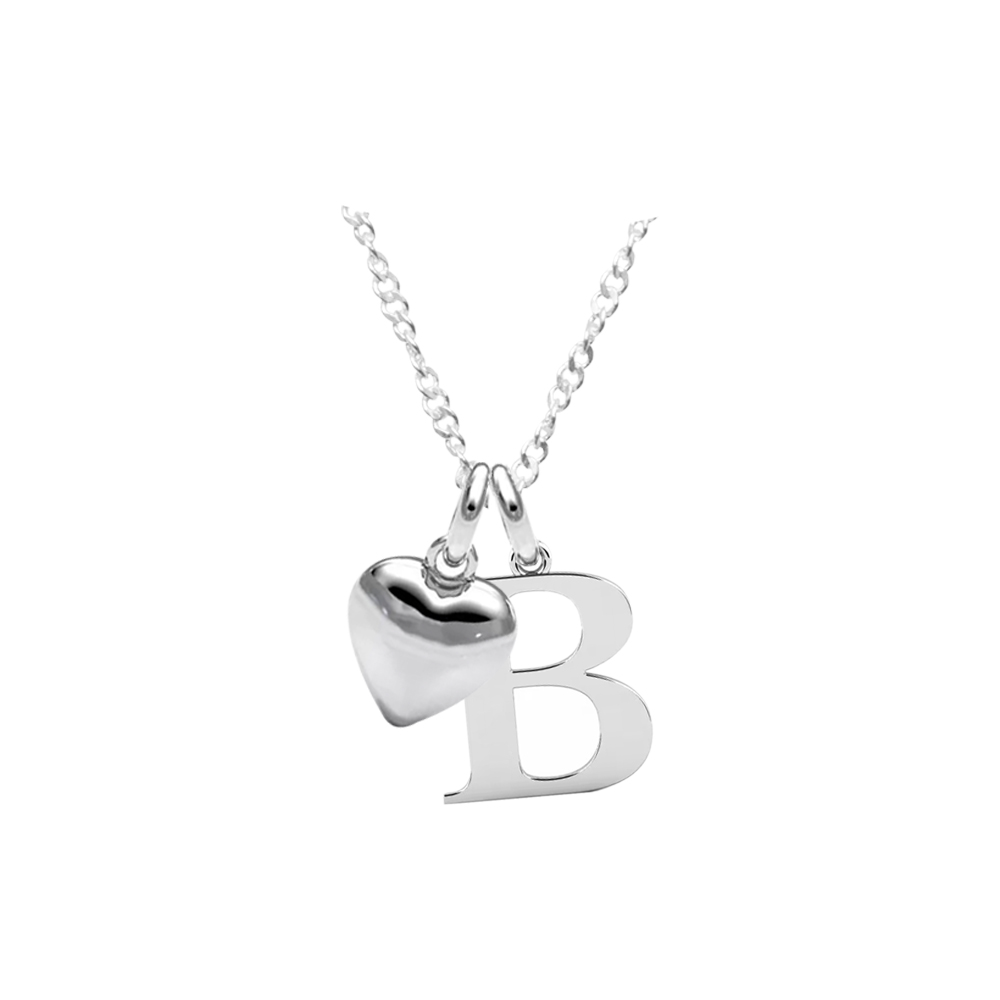 COLLAR INICIAL B PLATA CON CORAZÓN - 1