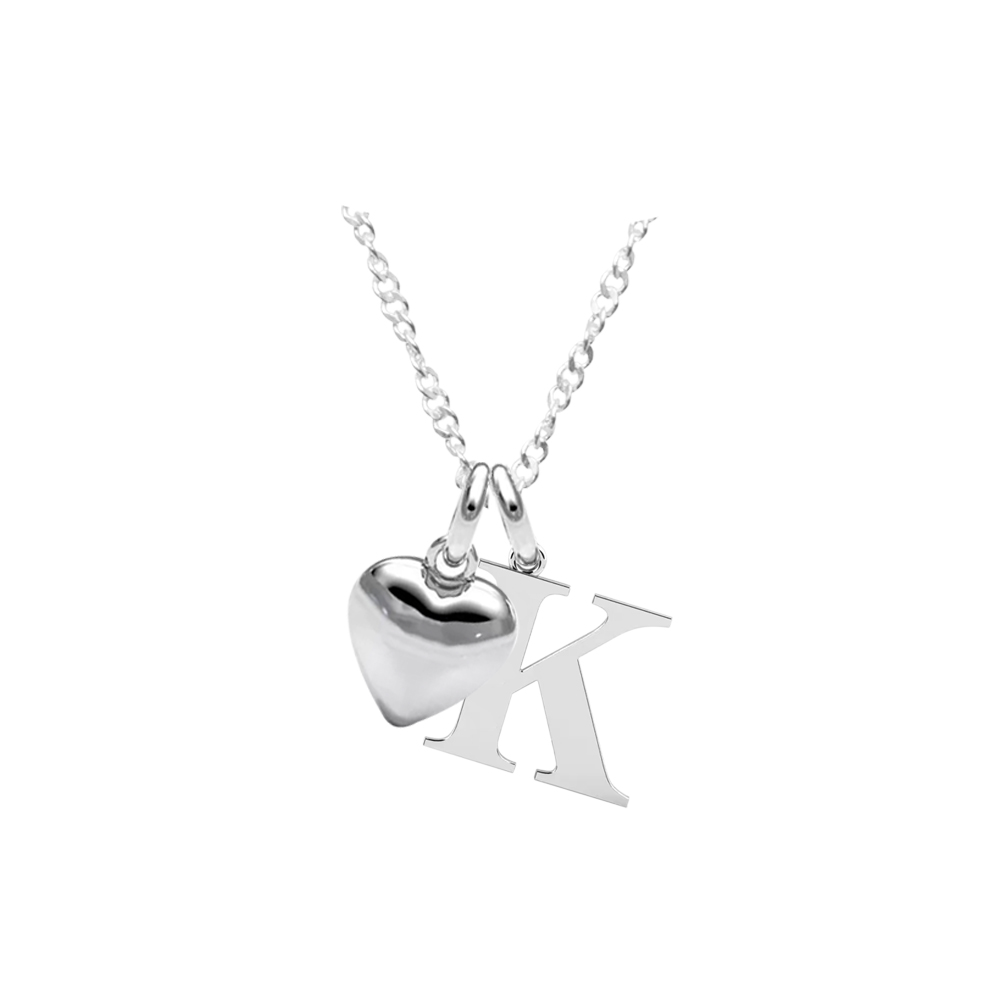 COLLAR INICIAL K PLATA CON CORAZÓN - 1