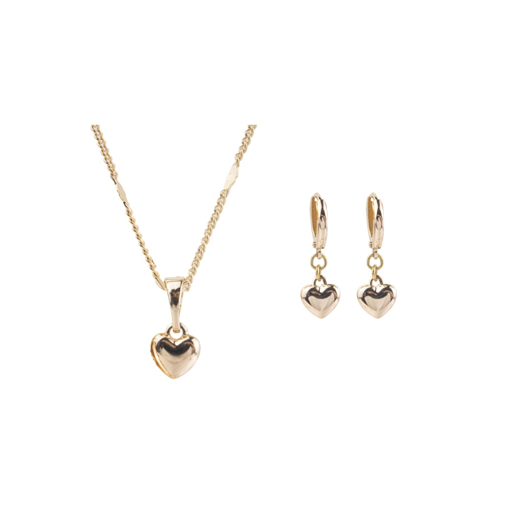 SET CORAZÓN BOMBEADO ROSE ACERO - 1