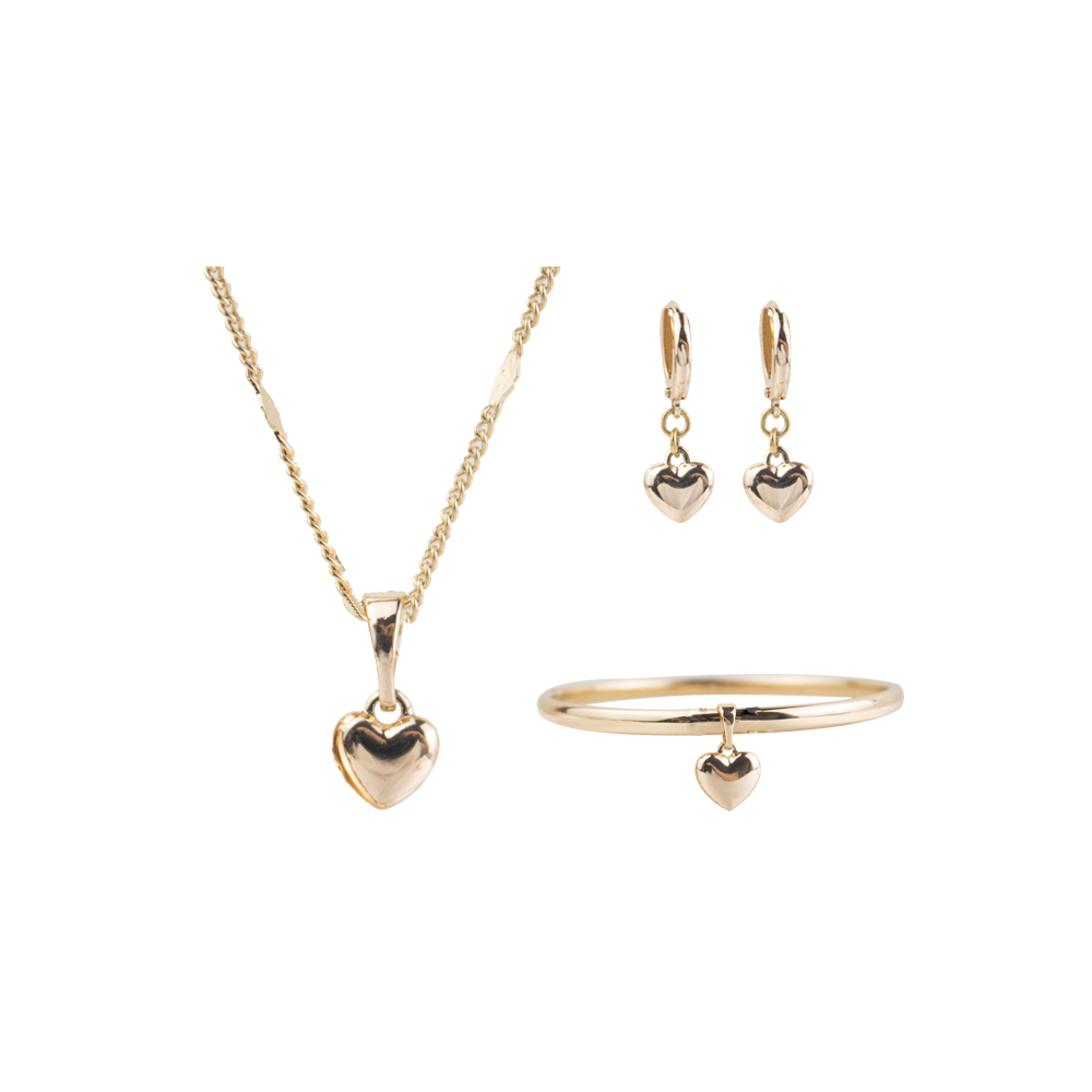SET X3 CORAZÓN BOMBEADO ROSE ACERO - 1