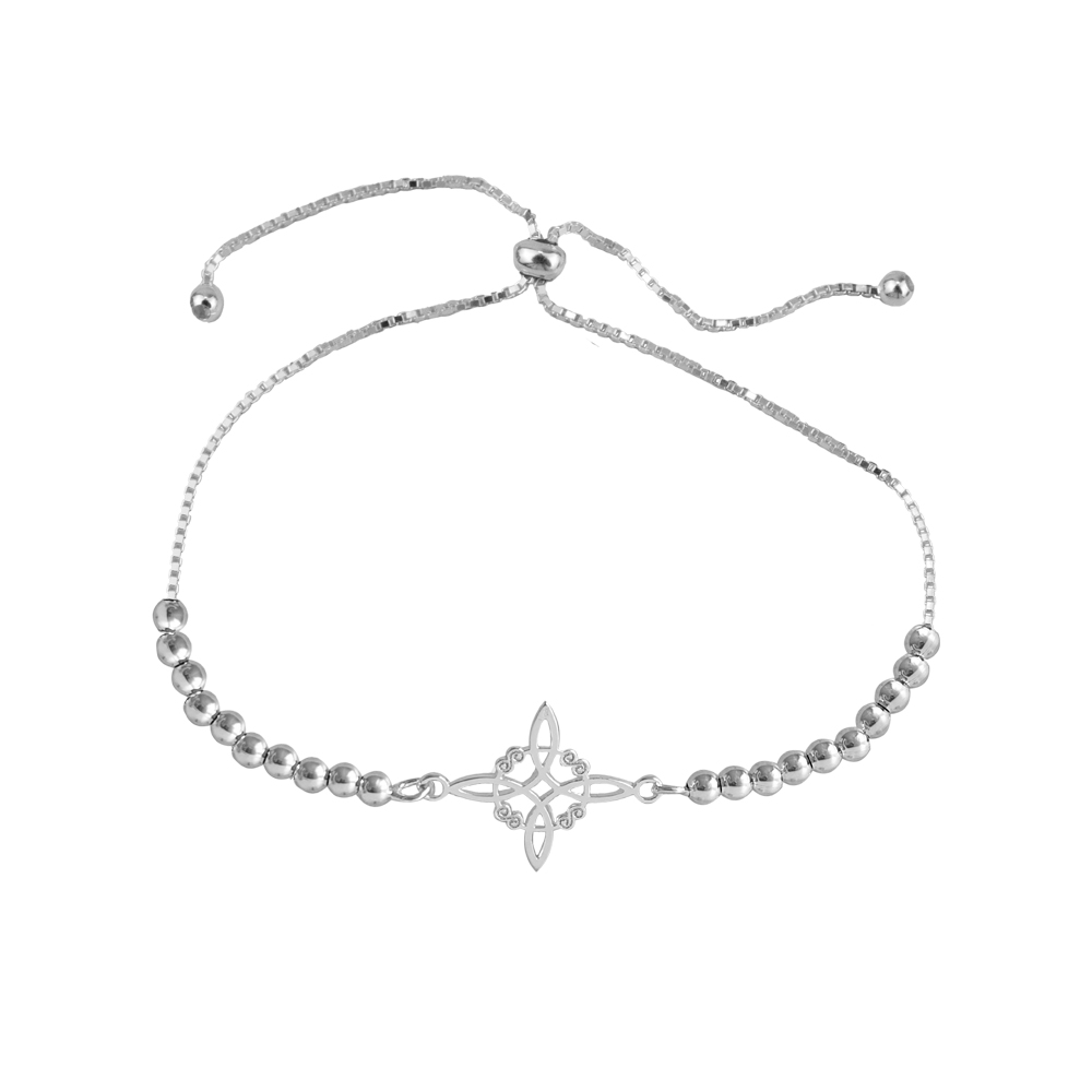 PULSERA REGULABLE NUDO DE BRUJA PLATA - 1