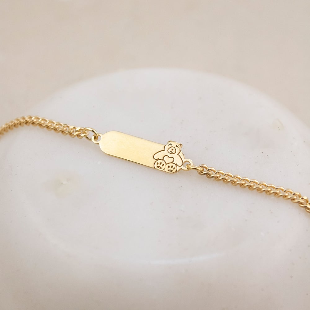 PULSERA PARA NIÑA OSITA PLATA BAÑADA EN ORO - 3