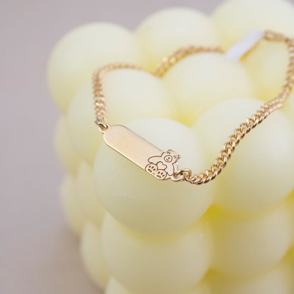 PULSERA PARA NIÑA OSITA PLATA BAÑADA EN ORO - 4
