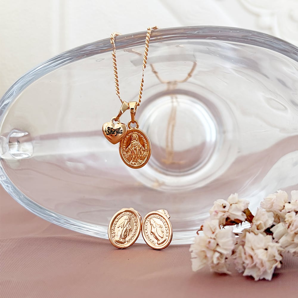 Set Virgen Milagrosa Grabado Rose - 2