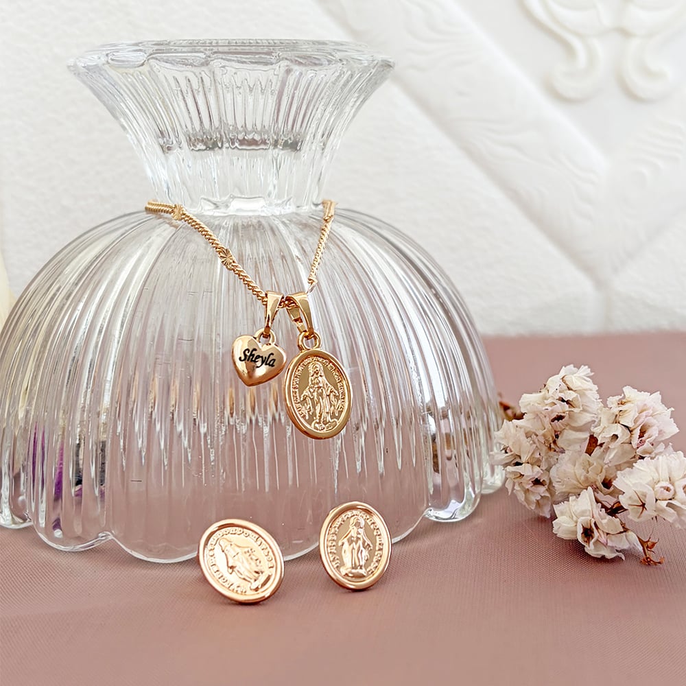 Set Virgen Milagrosa Grabado Rose - 3