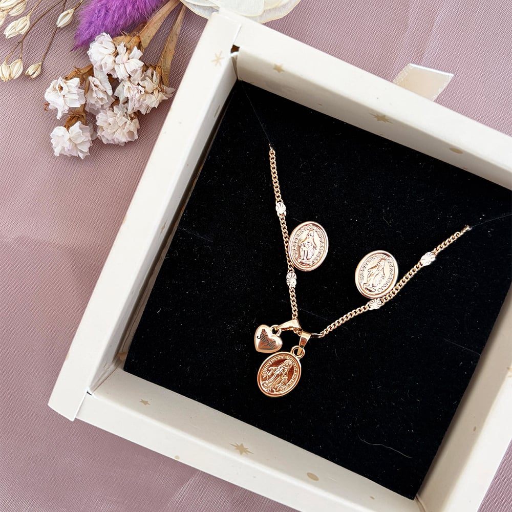 Set Virgen Milagrosa Grabado Rose - 4