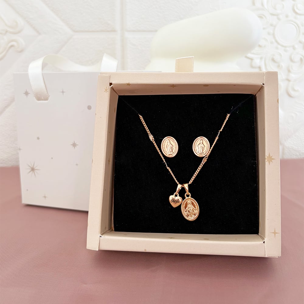 Set Virgen Milagrosa Grabado Rose - 5