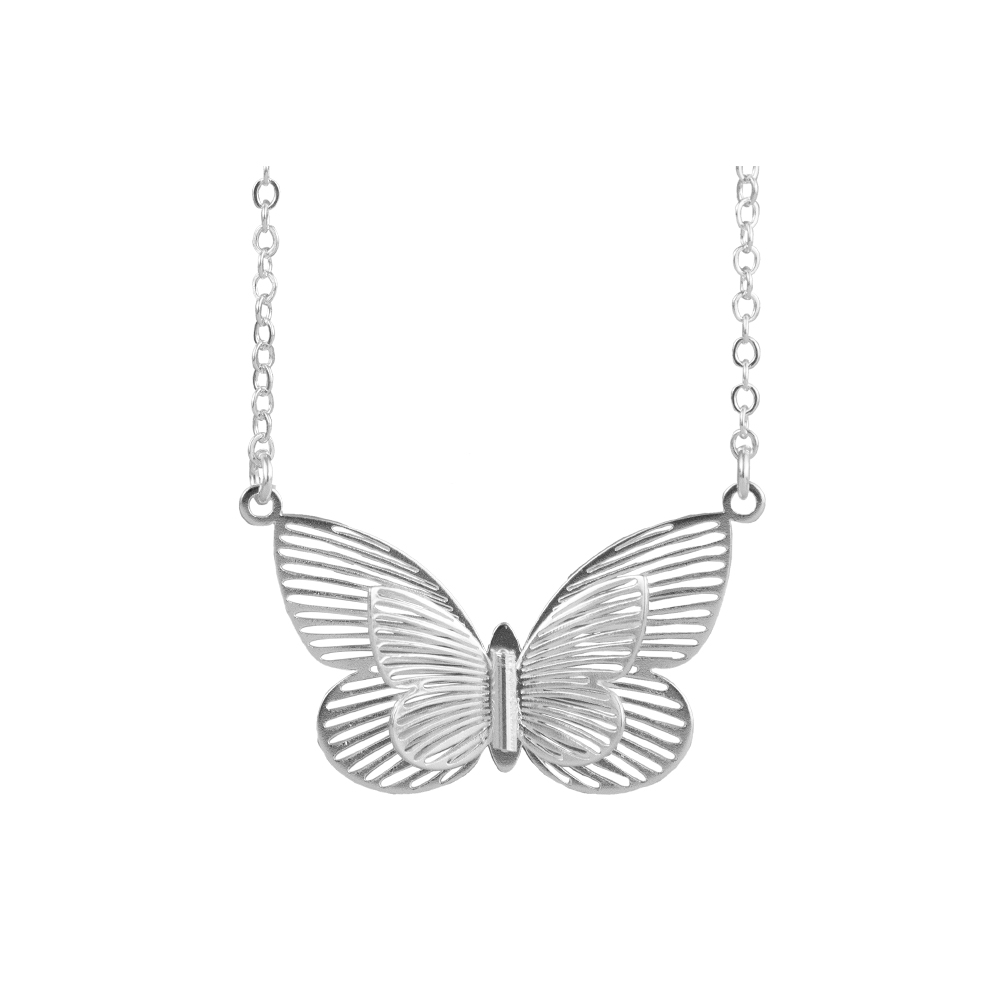 COLLAR DOBLE MARIPOSA PLATEADO PLATA - 1