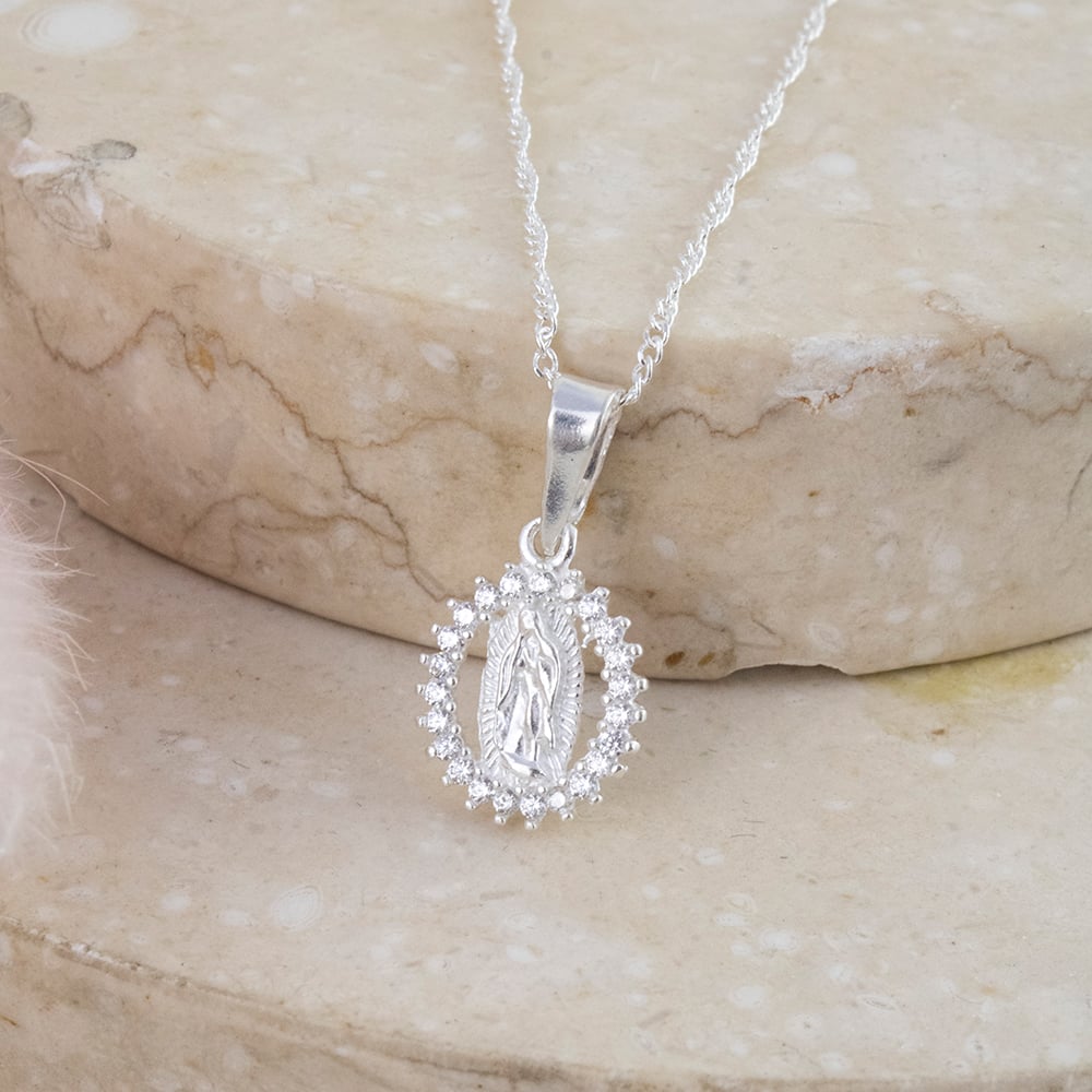 COLLAR VIRGEN BRILLOS PLATA - 2
