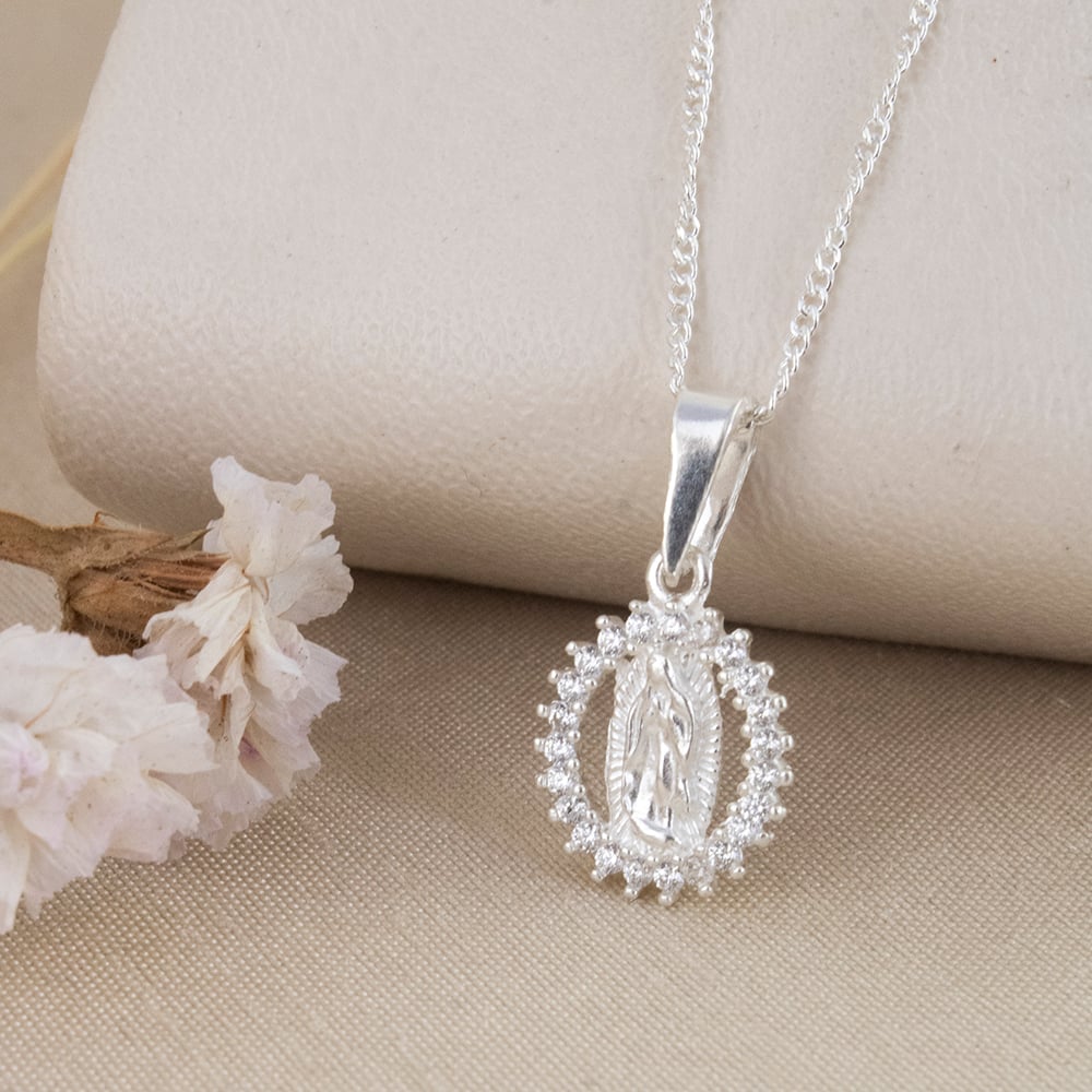 COLLAR VIRGEN BRILLOS PLATA - 3
