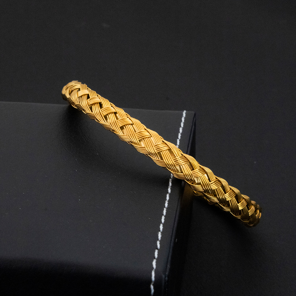 PULSERA TRENZADA DORADO ACERO HOMBRE - 2