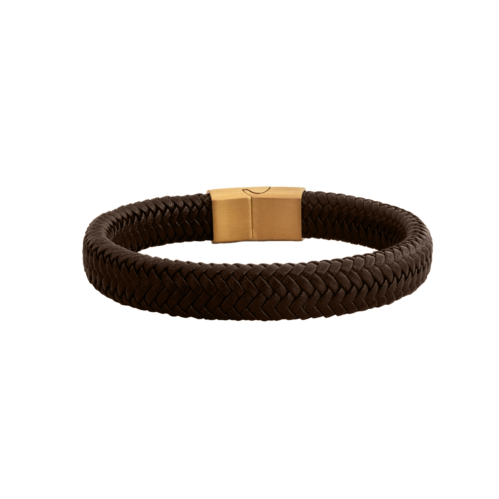 PULSERA TRENZADA CUERINA MARRÓN ACERO HOMBRE - 1