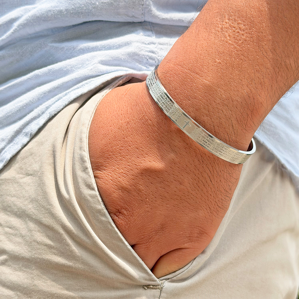 PULSERA ORACIÓN PLATEADO ACERO HOMBRE - 2