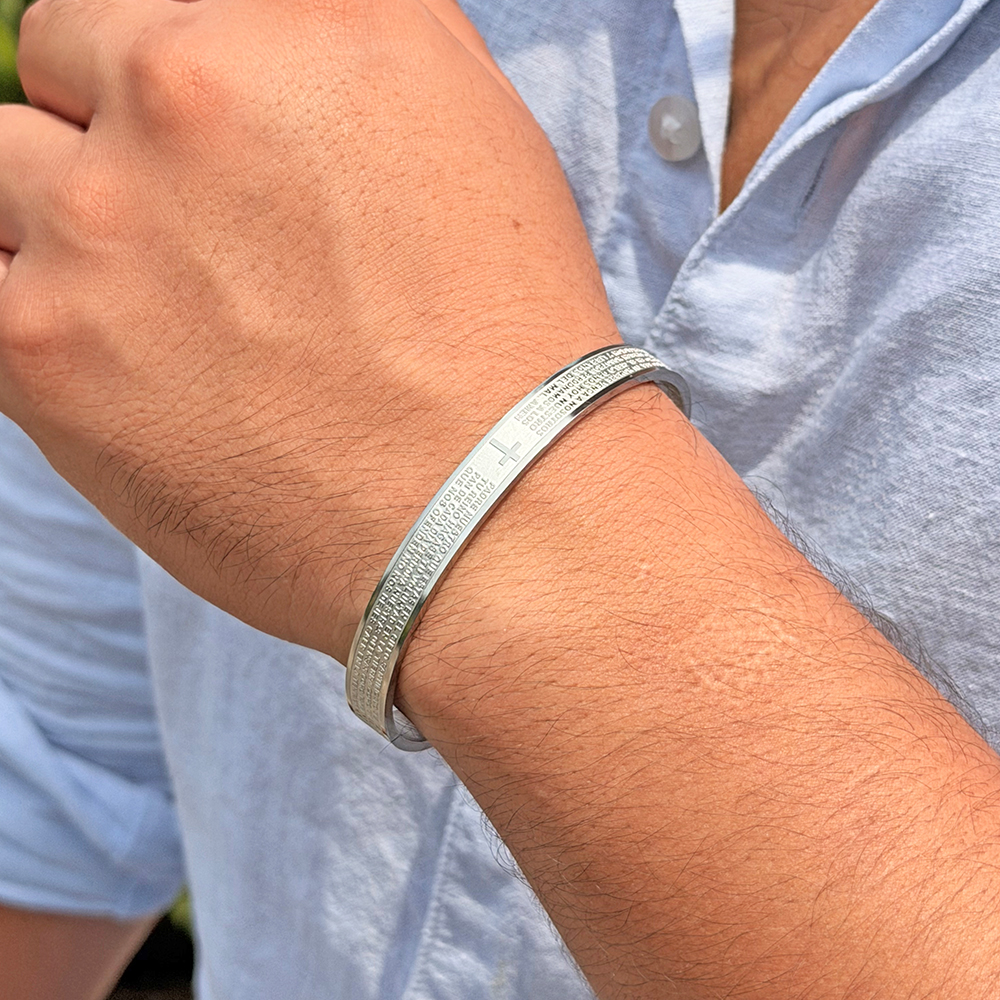 PULSERA ORACIÓN PLATEADO ACERO HOMBRE - 3
