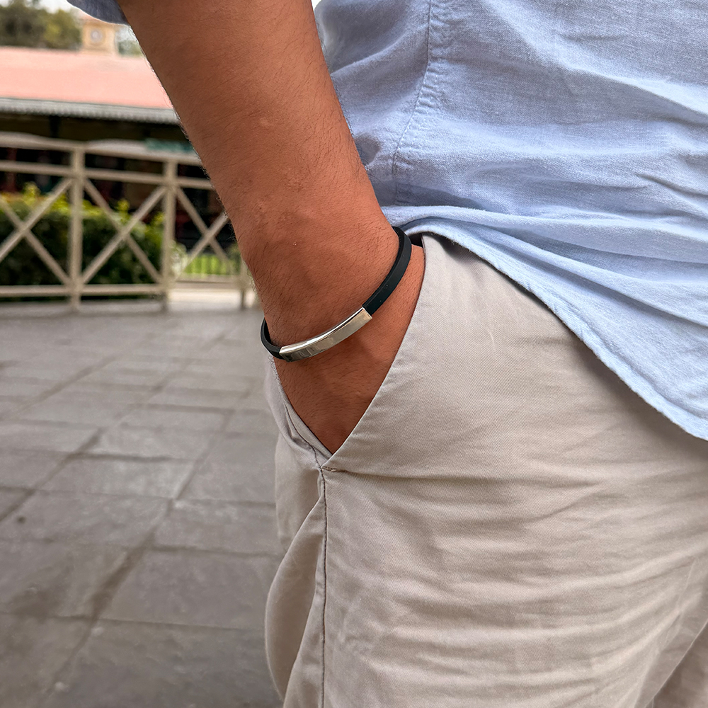 ESCLAVA CUERINA DELGADA PLATEADO HOMBRE - 3