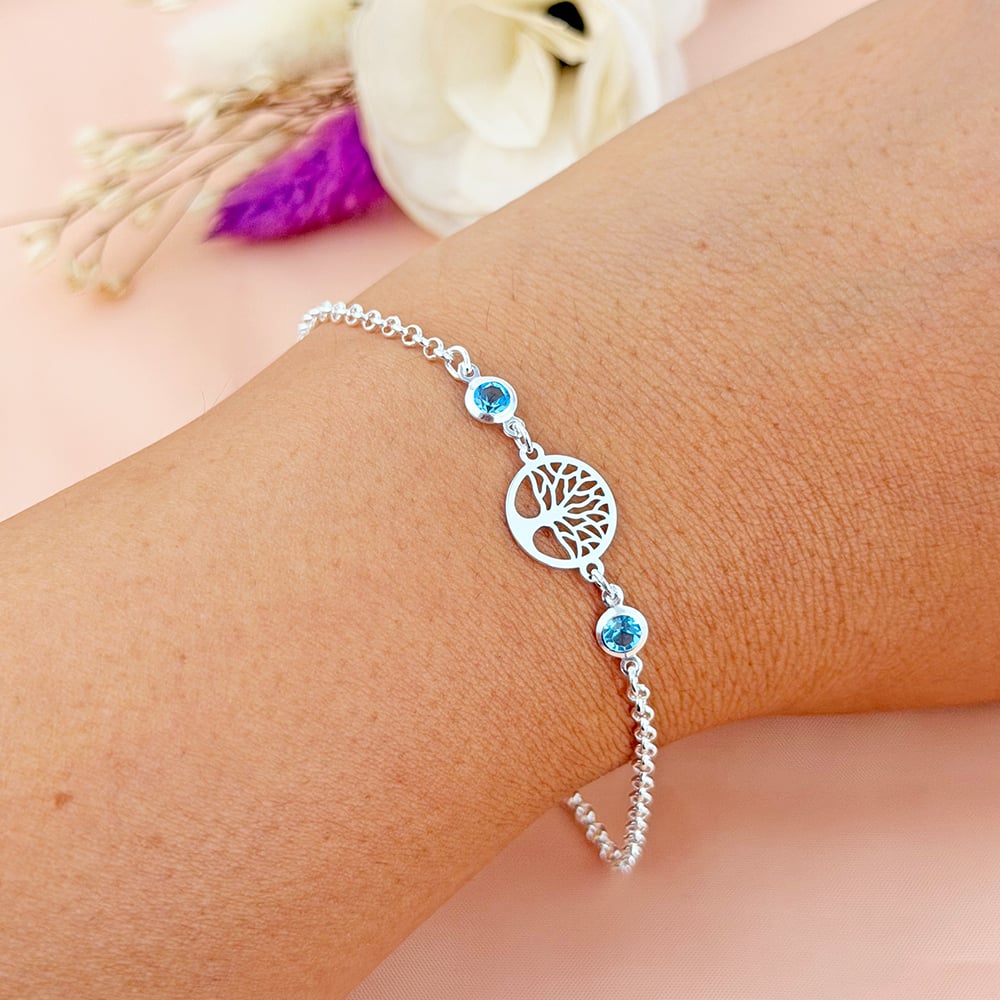 PULSERA ABUNDANCIA CON PIEDRA AZUL PLATA - 2