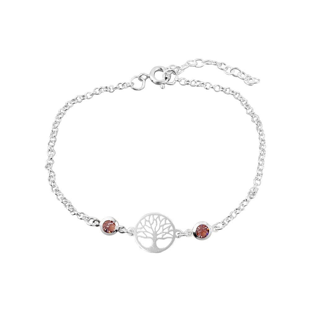 PULSERA ABUNDANCIA CON PIEDRA MORADA PLATA - 1
