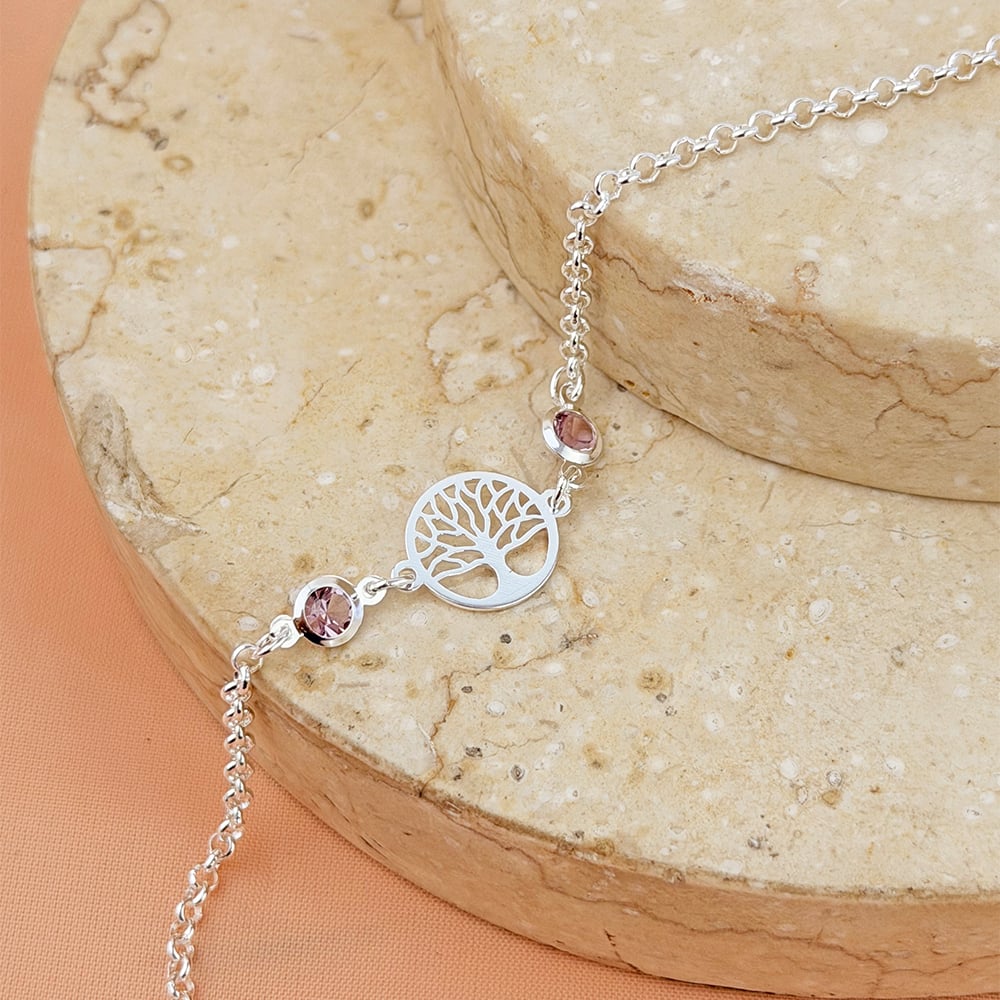 PULSERA ABUNDANCIA CON PIEDRA MORADA PLATA - 2