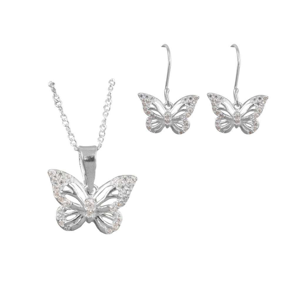 SET MARIPOSA CRISTAL PLATA - 1