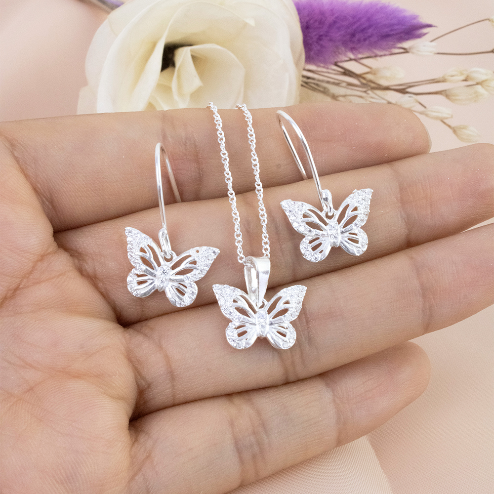 SET MARIPOSA CRISTAL PLATA - 4