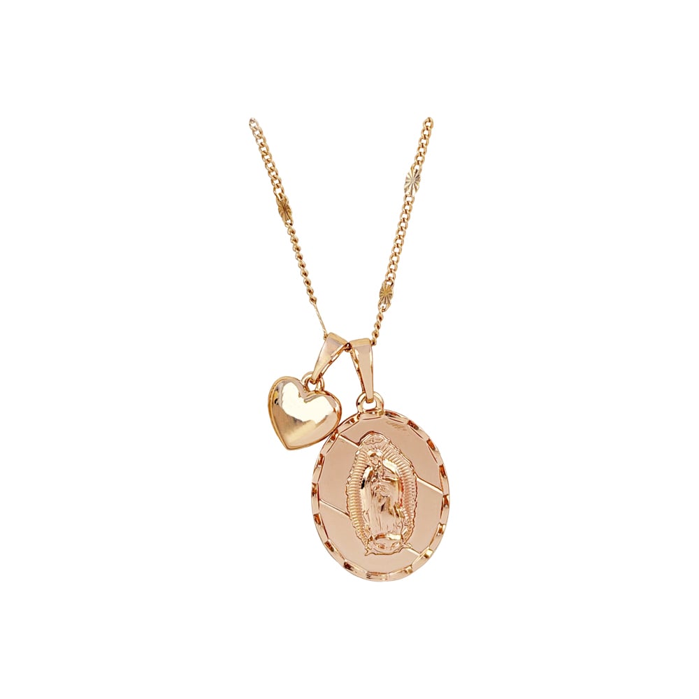 COLLAR VIRGEN  GUADALUPE OVAL GRABADO ROSE - 1