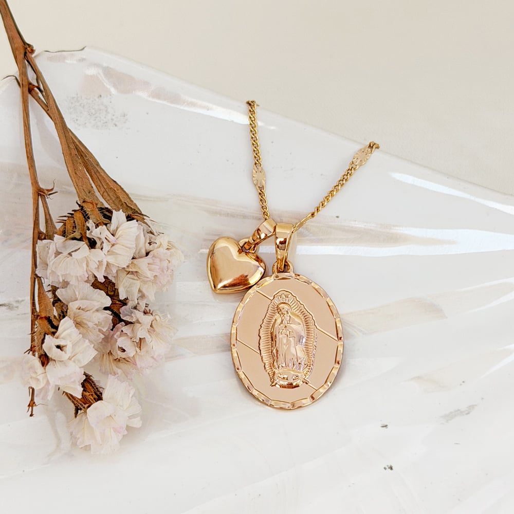 COLLAR VIRGEN  GUADALUPE OVAL GRABADO ROSE - 3
