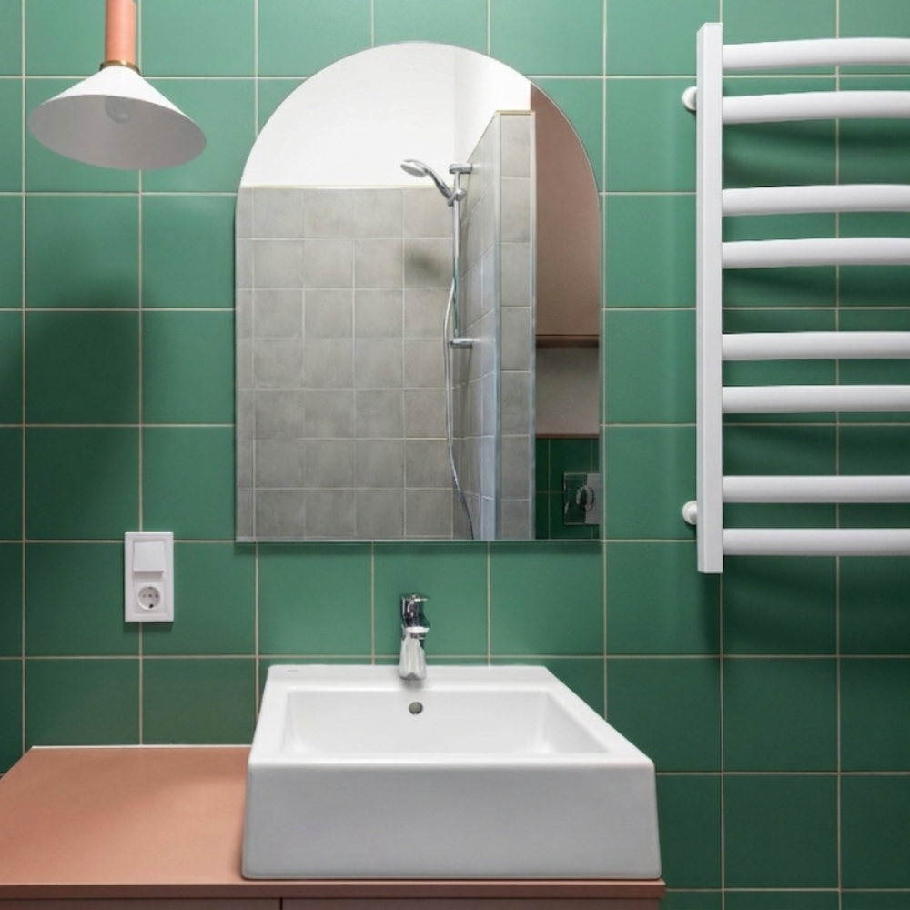 ESPEJO ARCO SIN MARCO 50X70 CM BAÑO SALA DORMITORIO BORDE PULIDO 4MM - 1