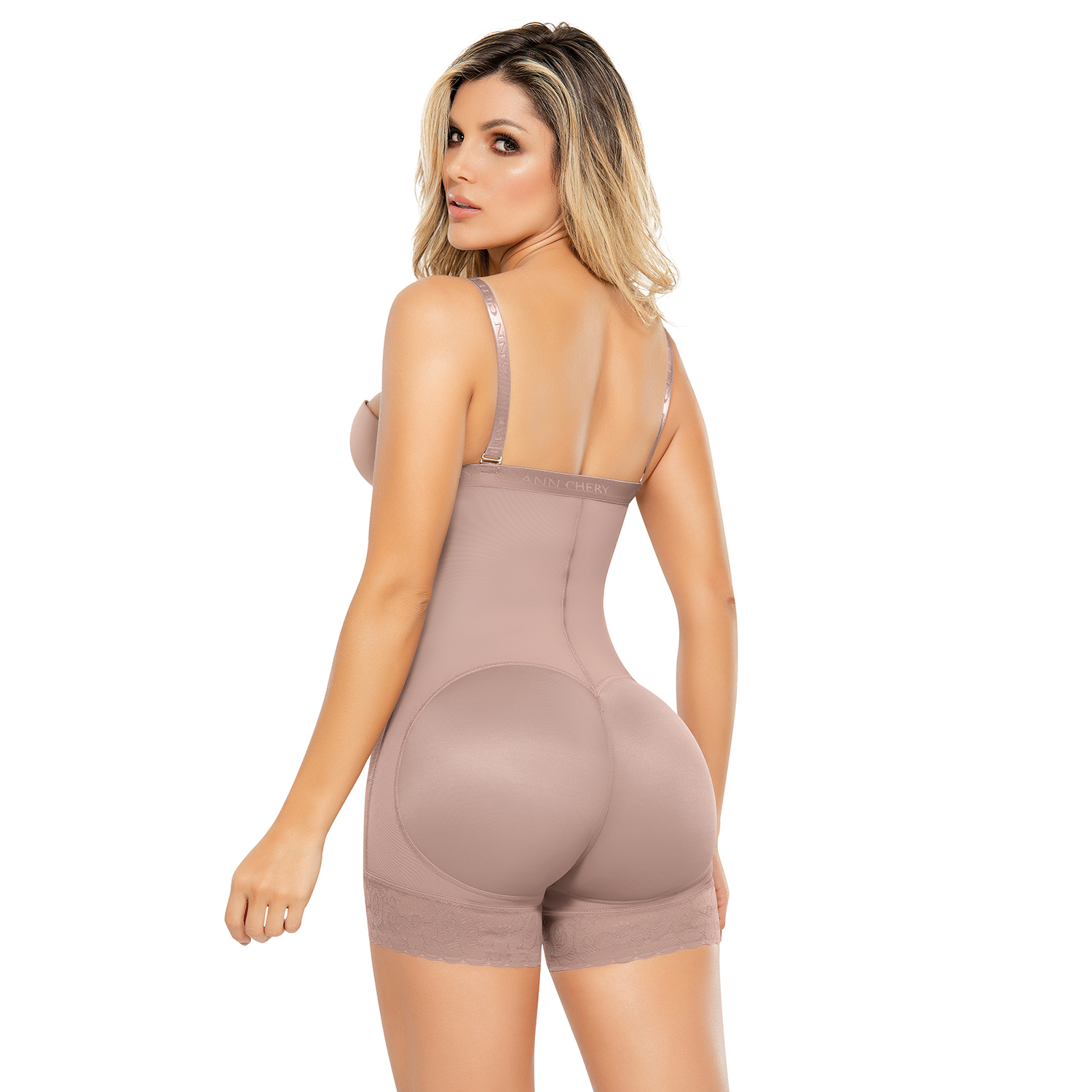 FAJA COLOMBIANA MUJER ANN-CHERY CORAL 5168 STRAPLESS TIPO SHORT COMFORT MELANIE - 4