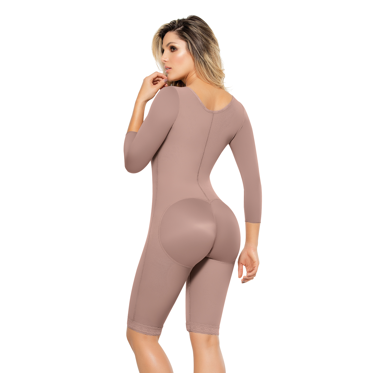 FAJA MUJER ANN-CHERY CHOCOLATE CLARO 5177-ANGELIQUE COLOMBIA POST-OPERATORIA CON MANGAS - 4