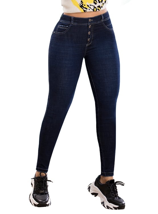 JEANS MUJER T&T JEANS AZUL WENDY TOBILLERO PUSH UP OCHENTERO ALTOS COLOMBIANO - 1