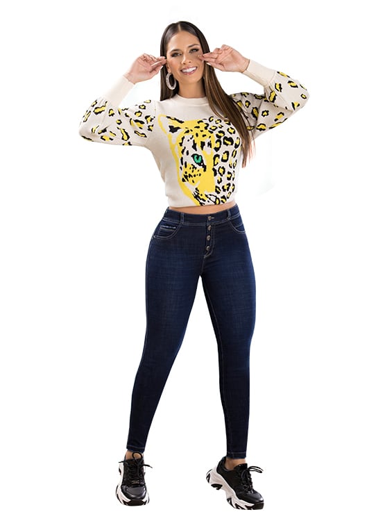 JEANS MUJER T&T JEANS AZUL WENDY TOBILLERO PUSH UP OCHENTERO ALTOS COLOMBIANO - 5