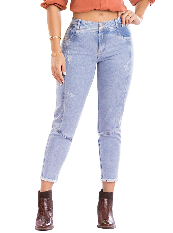 JEANS MUJER T&T JEANS CELESTE GOTEN TOBILLERO MOM COLOMBIANO EXCLUSIVIDAD - 1