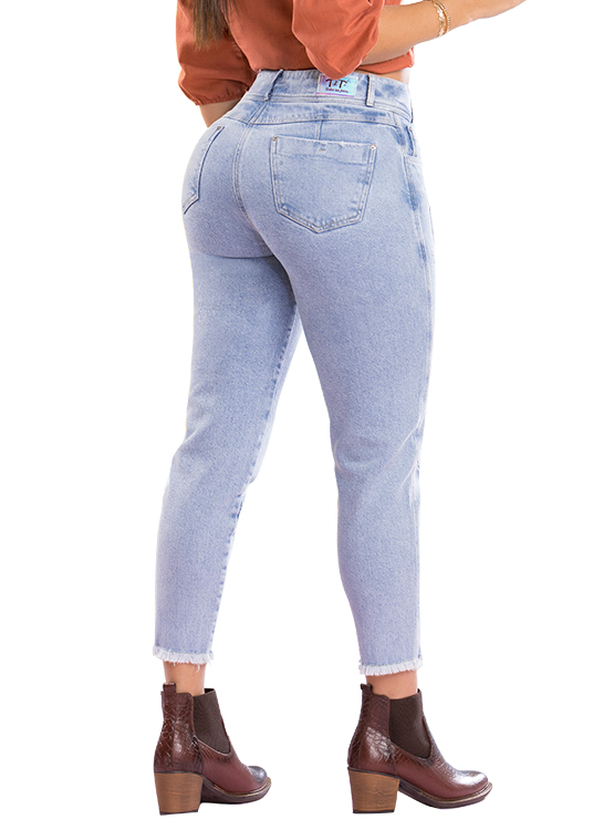 JEANS MUJER T&T JEANS CELESTE GOTEN TOBILLERO MOM COLOMBIANO EXCLUSIVIDAD - 2