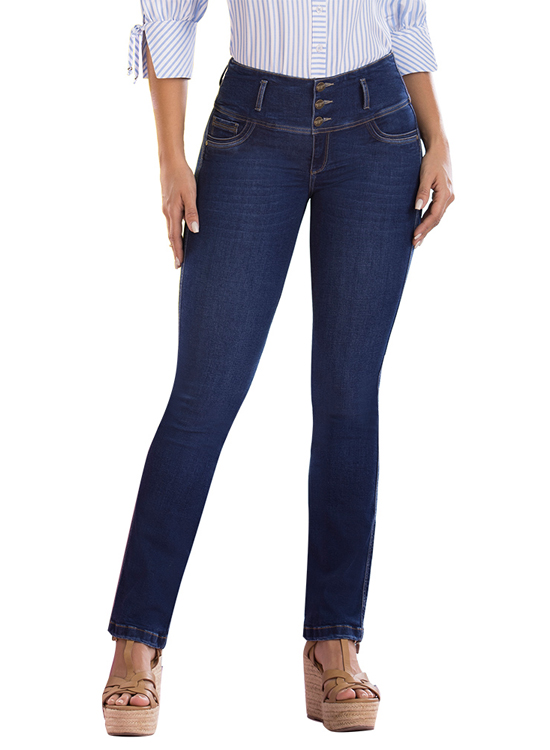 JEANS MUJER T&T JEANS AZUL OSCURO TIMON PUSH UP TIMÓN COLOMBIANOS CONFORT Y ESTILO - 1