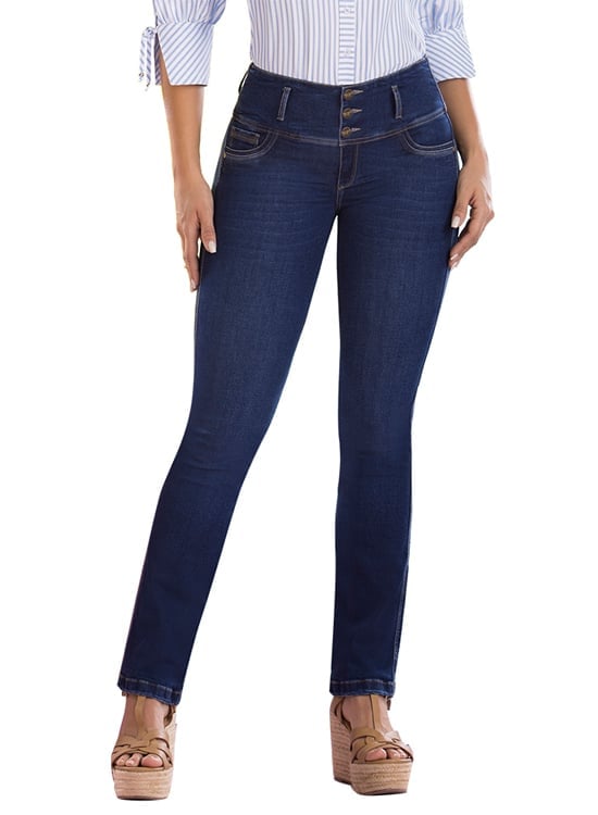 JEANS MUJER T&T JEANS AZUL OSCURO TIMON PUSH UP TIMÓN COLOMBIANOS CONFORT Y ESTILO - 1
