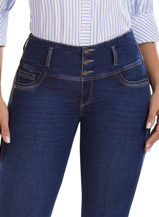 JEANS MUJER T&T JEANS AZUL OSCURO TIMON PUSH UP TIMÓN COLOMBIANOS CONFORT Y ESTILO - 3