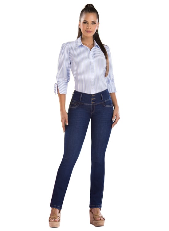 JEANS MUJER T&T JEANS AZUL OSCURO TIMON PUSH UP TIMÓN COLOMBIANOS CONFORT Y ESTILO - 5