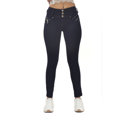 JEAN COLOMBIANO MUJER CHEVIOTTO JEANS AZUL OSCURO 14485 PUSH UP - 2