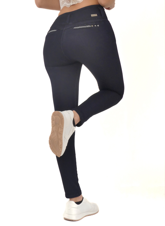 JEAN COLOMBIANO MUJER CHEVIOTTO JEANS AZUL OSCURO 14485 PUSH UP - 5