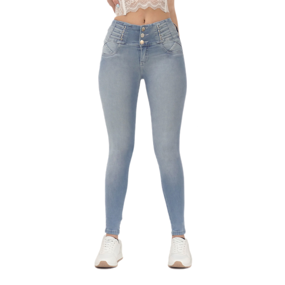 JEAN COLOMBIANO MUJER CHEVIOTTO JEANS AZUL CLARO 14481 PUSH UP ESTILO COLOMBIANO QUE REALZA TU BELLEZA - 4