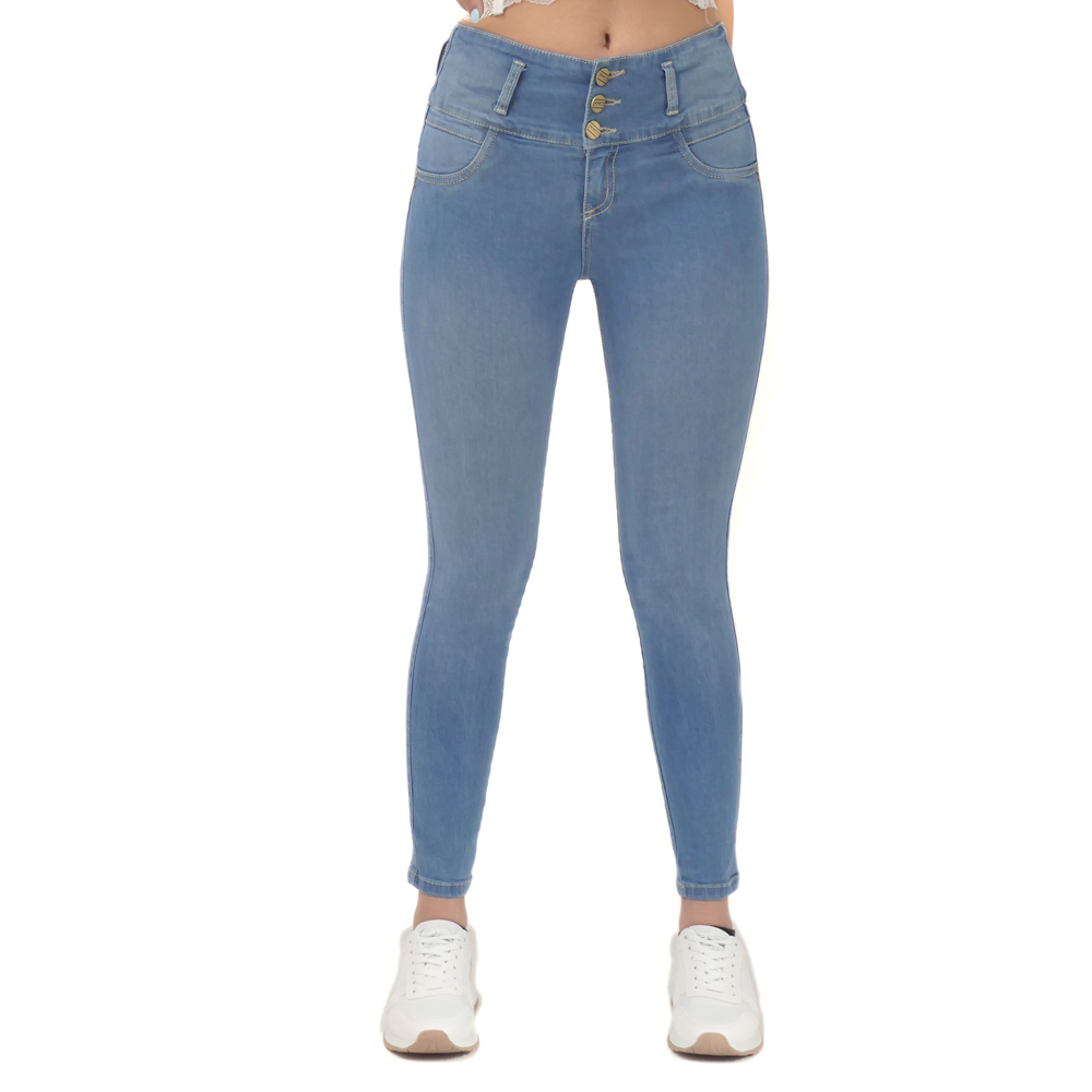 JEAN COLOMBIANO MUJER CHEVIOTTO JEANS AZUL CLARO 15051 PUSH UP MODA Y CALIDAD - 2