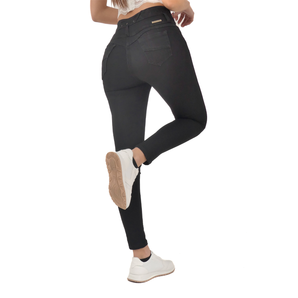 JEAN COLOMBIANO MUJER CHEVIOTTO JEANS NEGRO 15052 PUSH UP ELEGANCIA Y COMODIDAD - 3