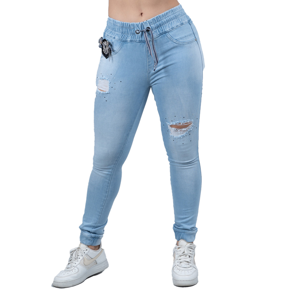 JEAN COLOMBIANO MUJER CHEVIOTTO JEANS AZUL CLARO 14473 PUSH UP JOGGER MODA COLOMBIANA AUTÉNTICA - 4